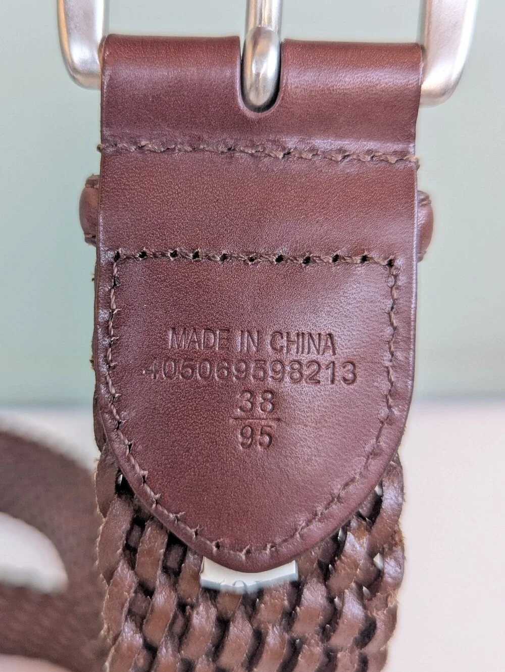 Polo by Ralph Lauren Brown Braided Leather Belt with Silver Buckle